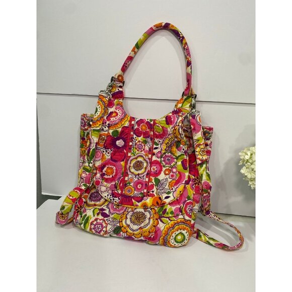 Vera Bradley Pink Purple Convertible Backpack Tote Purse -Clementine Pattern main image 10